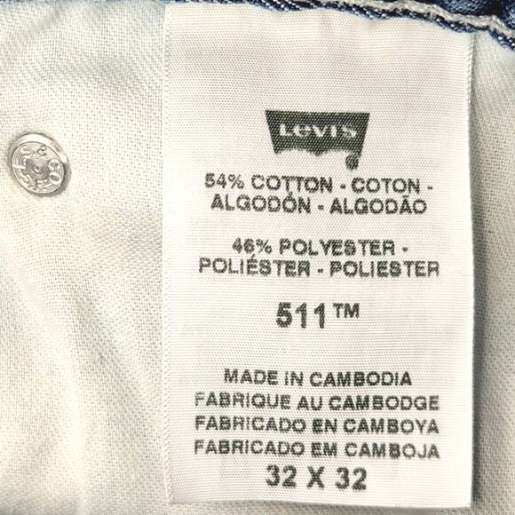 Levi's 511 Jeans Mens Size 32x32 Medium Blue Wash Denim Straight Leg - Picture 3 of 6